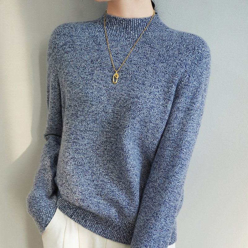 Syksy talvi naisten merinovillainen neule, puolikorkea kaulus, paksu neulepusero, lämmin kashmir-neule, hienot langat, pitkähihainen paita