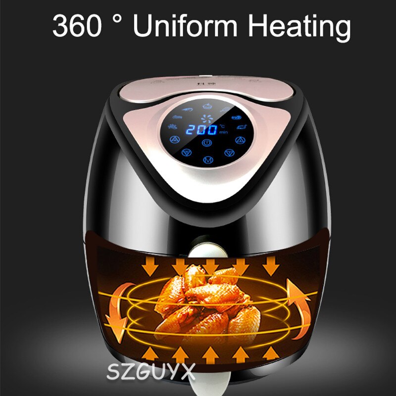 Digital LCD button multi-function household large-capacity intelligent touch screen air electric fryer automatic fries machine
