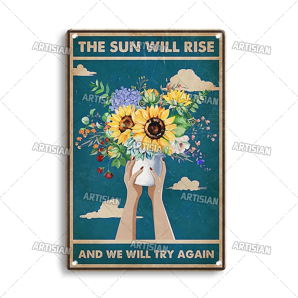 Artisian Tuin Metalen Poster Plant Tin Teken Meisje Decoratieve Plaque Wall Decor Garage Bar Pub Club Hotel Keuken Thuis Man cave