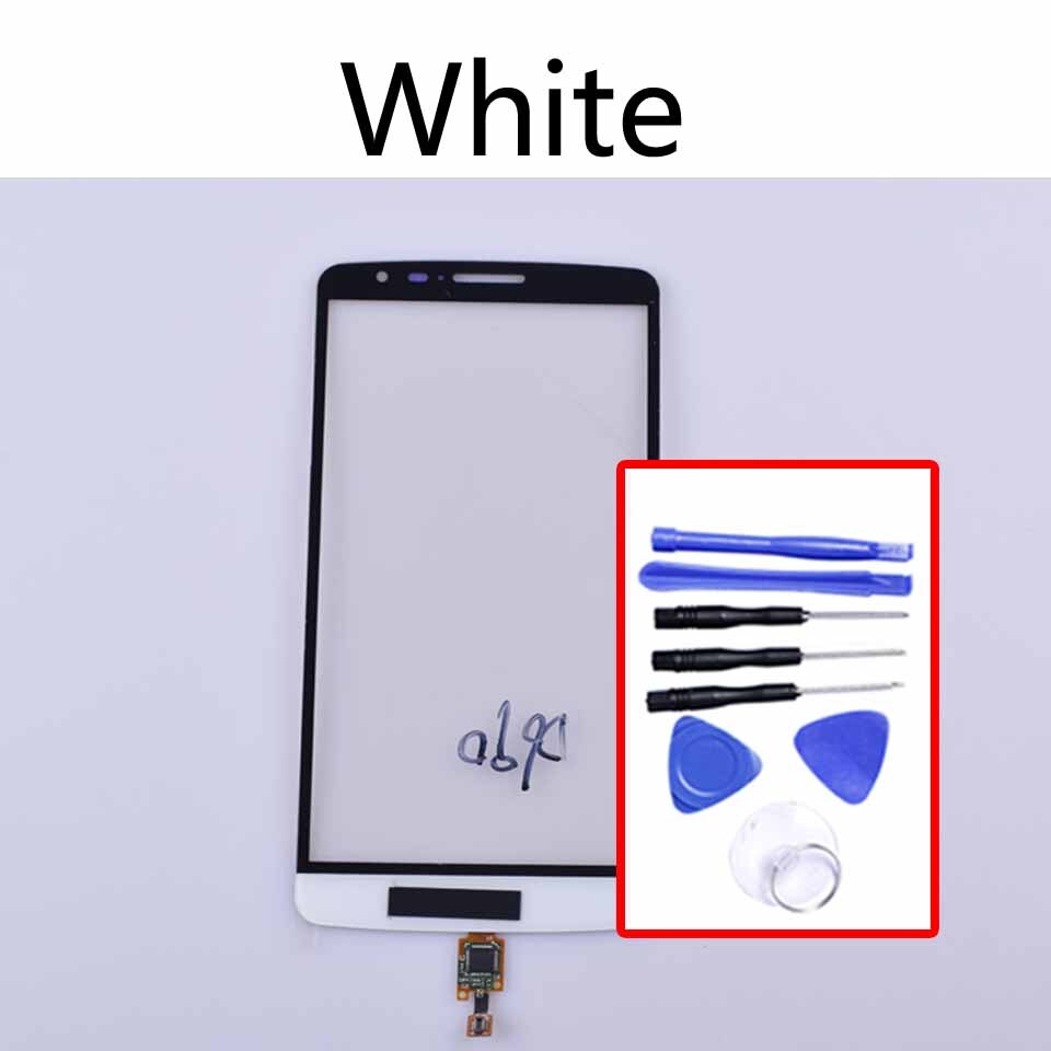 For LG G3 Stylus D690 D690N Touch Screen Digitizer Front Glass Panel Sensor Replacement: White-With tool