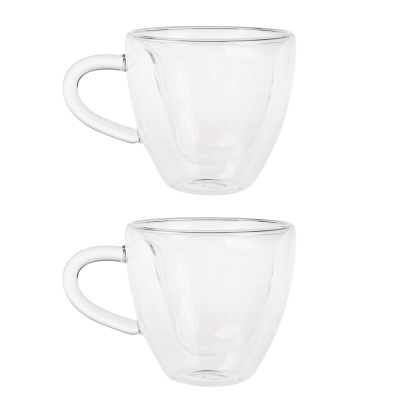 -2 Pcs Mode Hartvormige Transparant Glas Cup Maat: L & S