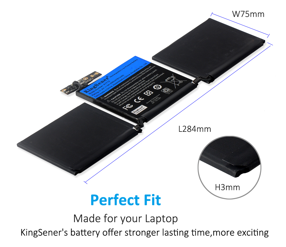 KingSener – batterie pour Apple MacBook Pro 13 &quot;A1713, A1708, , , EMC 2978, 3164, 020-00946, MLL42LL, AKKU, 4781mAh