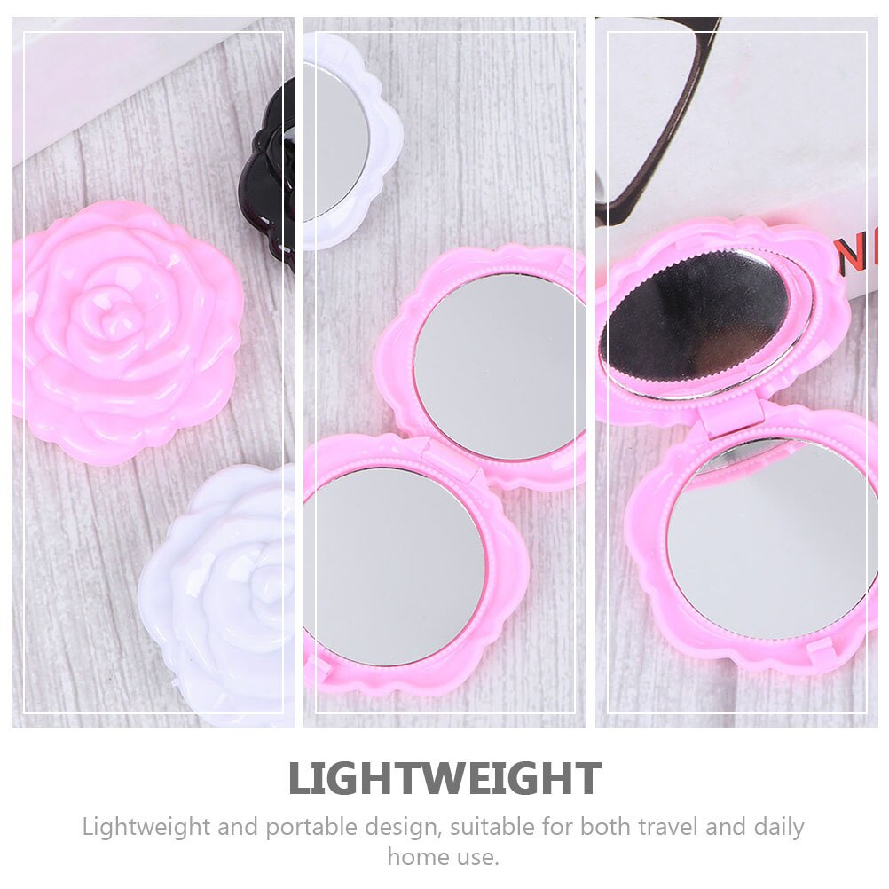 Espejos de maquillaje rosa para niñas, espejos compactos de bolsillo, de doble cara, , 12 Uds.
