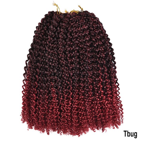 Tomo Afro Kinky Krullend Twist Haar 12 Inch Jerry Krul Synthetische Vlechten Ombre Kleur Marlybob Gehaakte Vlechten Hair Extensions 22 wortels: T1B/Burgundy / 9 Stks/partij