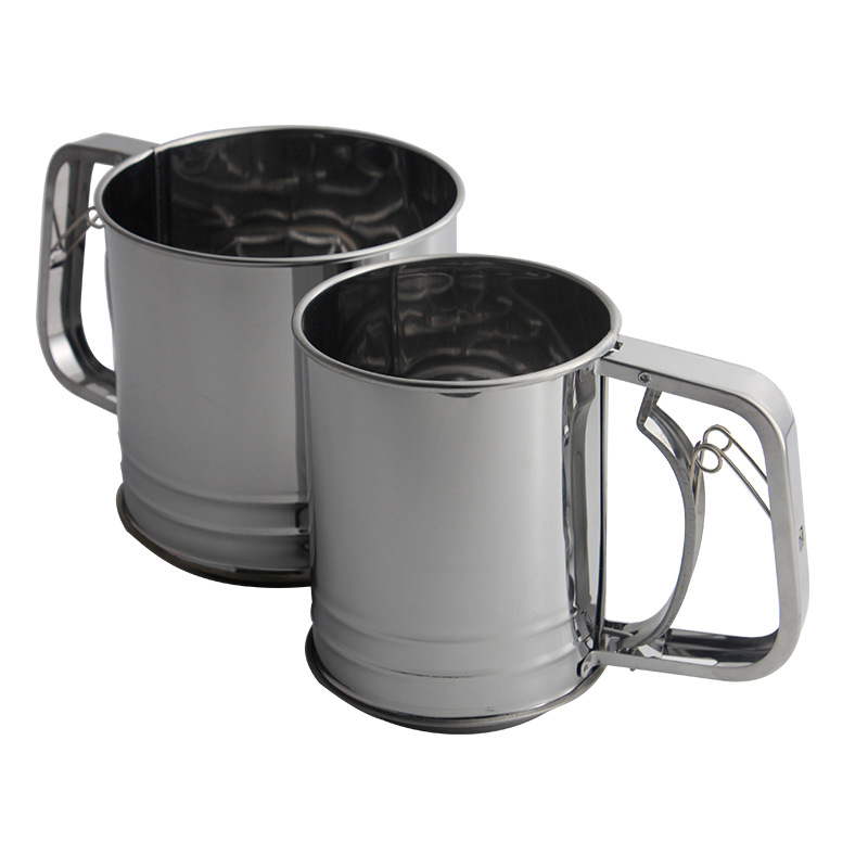 Setaccio per farina a maglie in acciaio inossidabile di alta qualità cottura meccanica glassa zucchero agitatore setaccio forma tazza Bakeware cottura strumenti per pasticceria