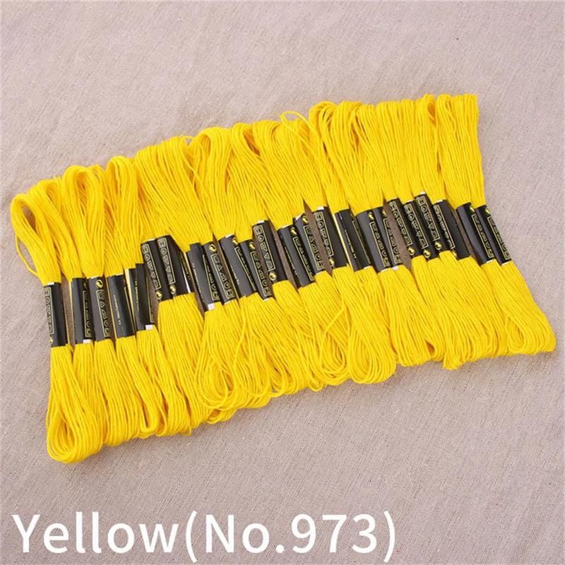 24 skeins white black red golden cross stitch embroidery cotton Strings thread line Crafts Friendship Bracelet lappet threads: Yellow(No.973)