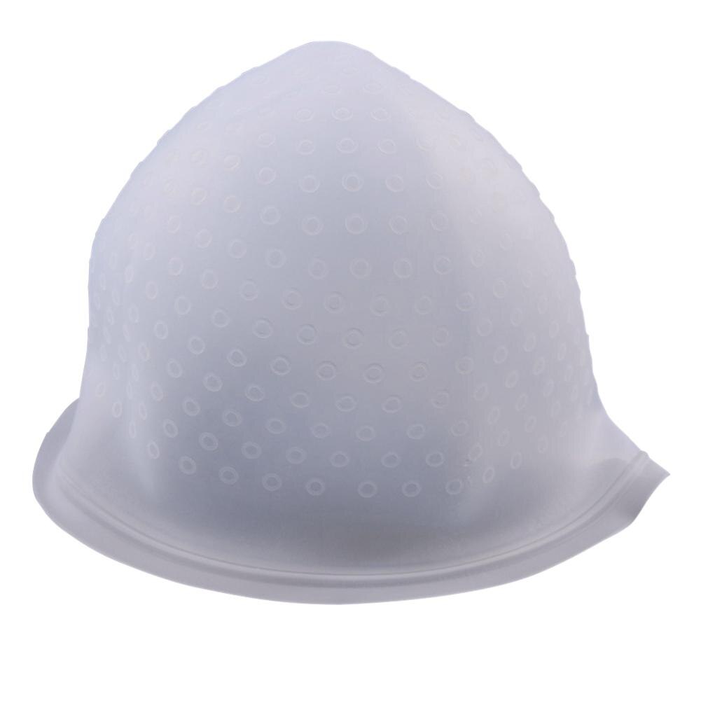 Silicone Reusable Hair Colouring Highlighting Dye Cap Frosting Tipping with needle Transparent Hair Dyeing Cap Tool: white