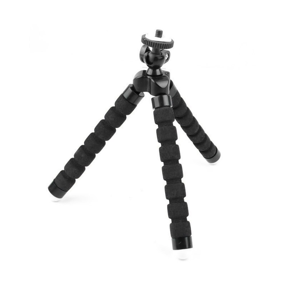 Sponge tripod octopus bracket small lazy mobile phone holder portable mobile phone universal bracket plus mobile phone clip: Black