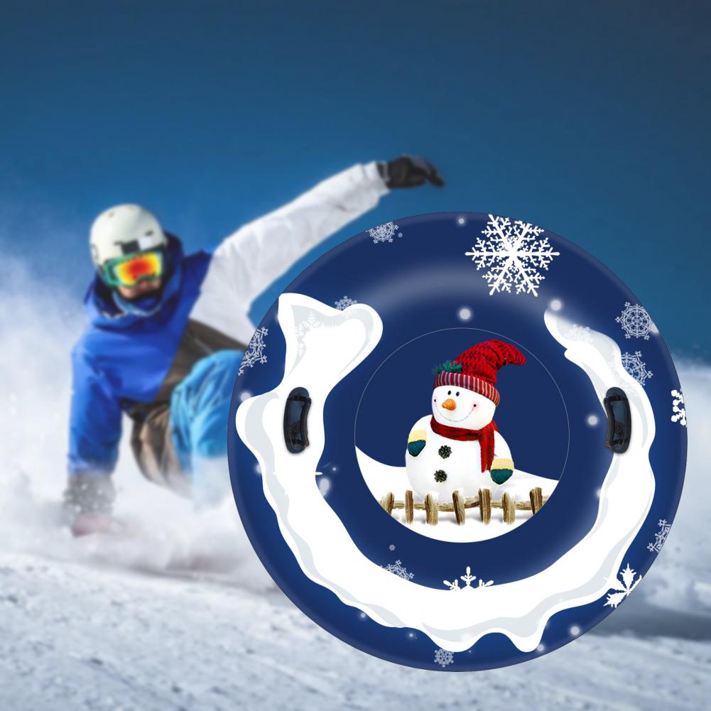 55% Inflatable Snow Sled Reusable PVC Xmas Snowman Sledding Tube for Family