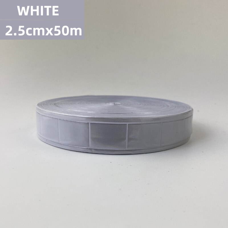2.5cmX5m Reflective lattice band clothes safety warning sign sewing reflective strip reflective material for traffic use: 2.5cmX5m white