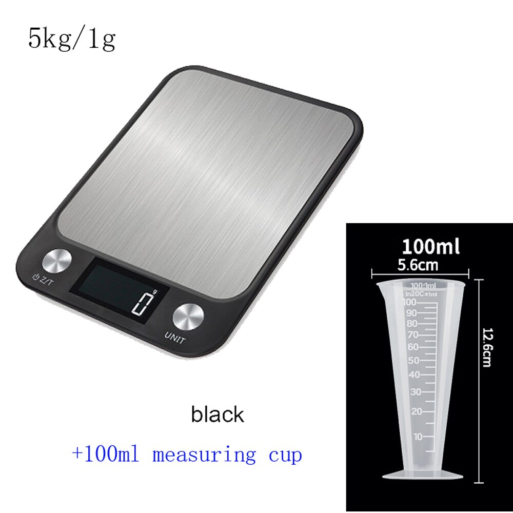 0.1g Precision Electron Kitchen Scales Stainless Steel Weighing For Food Diet Postal Balance Measuring LCD Precision Electronic: 5kg 100ML B