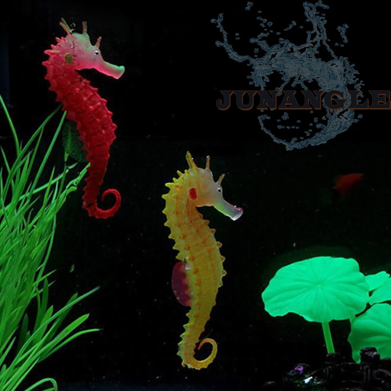 1 stk akvarie ornamenter akvarium landskab dekoration glød silikone søhest akvarie forsyninger dekoration tilbehør