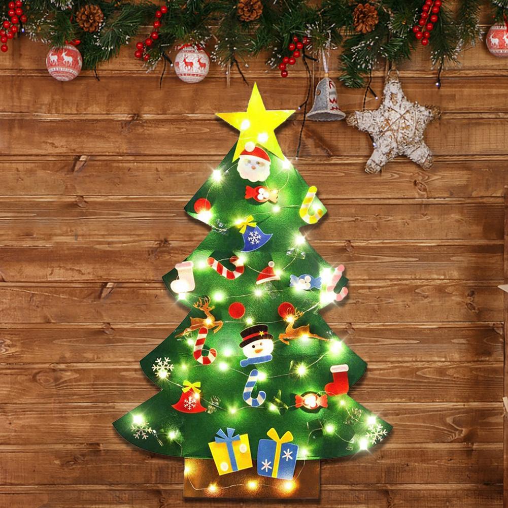 27PCS Kids DIY Felt Christmas Tree Lighting Christmas Decoration For Home Year Christmas Ornaments Santa Claus Tree