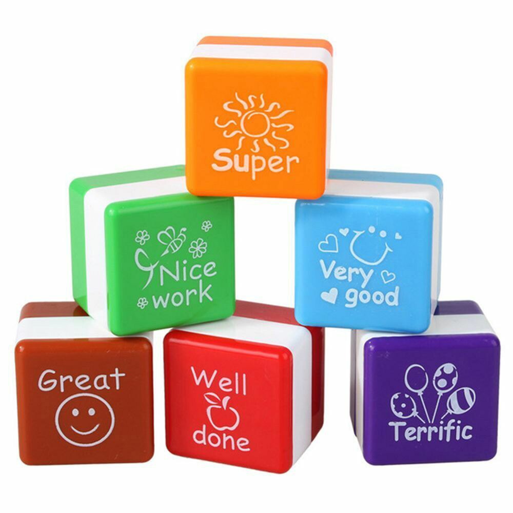 Self-Inking Stamp Cute Teacher Reward Stamps For School Set Of 6 Portable DIY toys