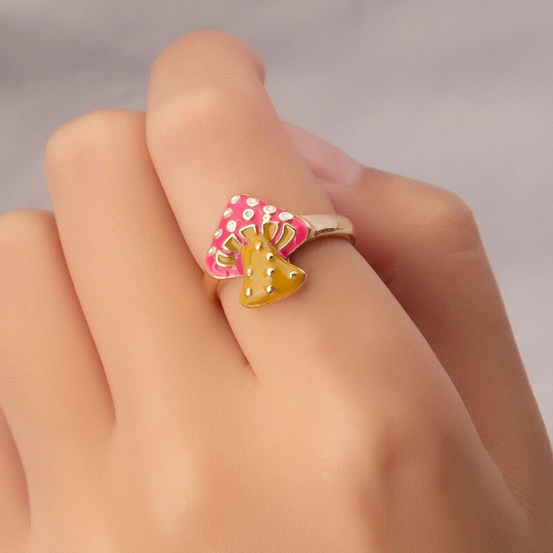 Pilzringe für damen, boho-pilzring, süßer Ring Ich bin koreanischen stil, schlichter partyring-schmuck