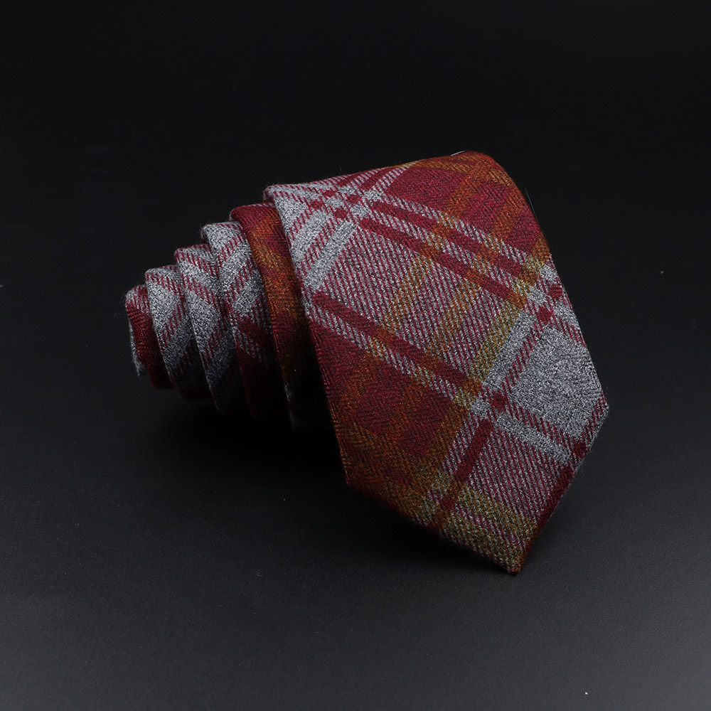 Men's Plaid Tie Cotton Black Grey Red Necktie Handmade Wool Narrow Collar Ties Wedding Business Party Suit Shirt Accessory: Fluorescent Green