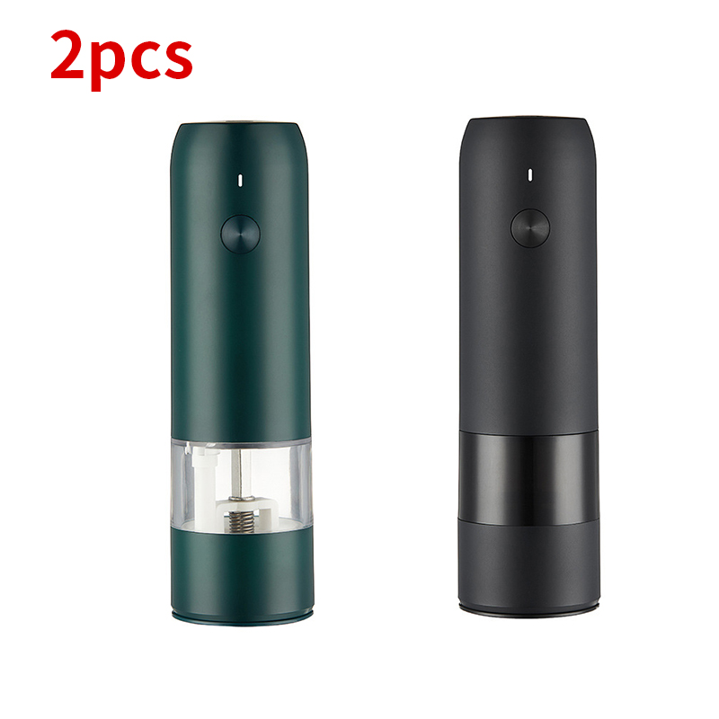 1/2Pcs Electric Pepper Grinder Sets USB Rechargeable Spice Mill Grinder with LED Light Adjustable Kitchen Grinding Gadgets: 2pcs1