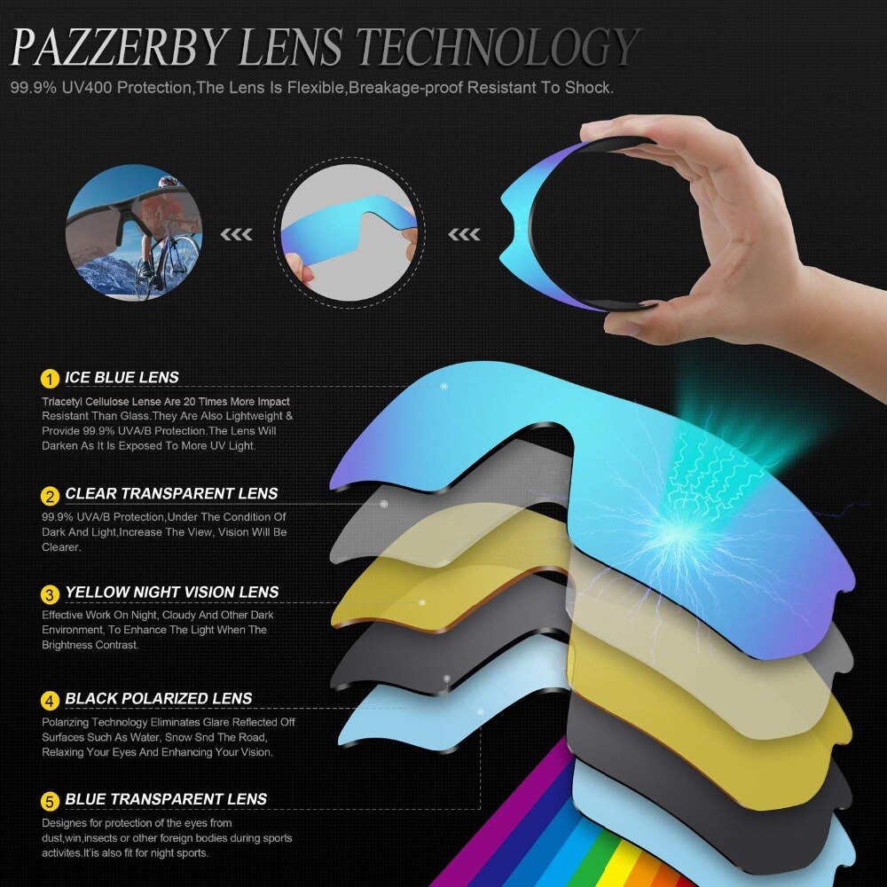 2 lentes polarizadas de repuesto para gafas de sol Batwolf, montura plateada y negra