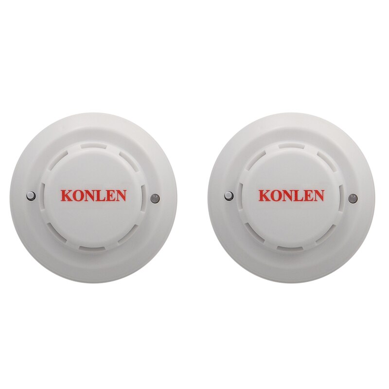 KONLEN Photoelectric Wired Smoke Detector Sensor 12V 24V Fire Alarm Linked With Alarm System Or Standalone: 2 Pieces