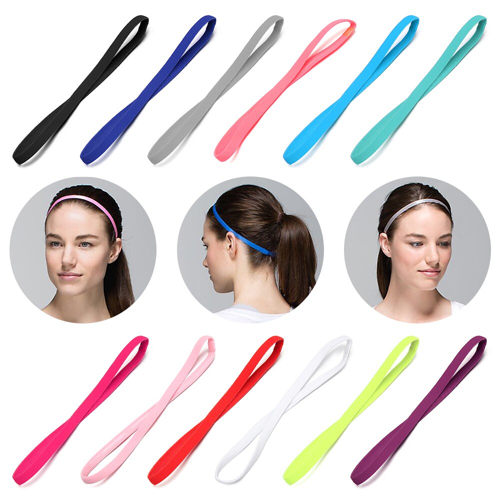 Diadema elástica fina de Color caramelo, cinta para la cabeza antideslizante para deporte, Yoga, gomas para el pelo, accesorios para el cabello, 1 unidad