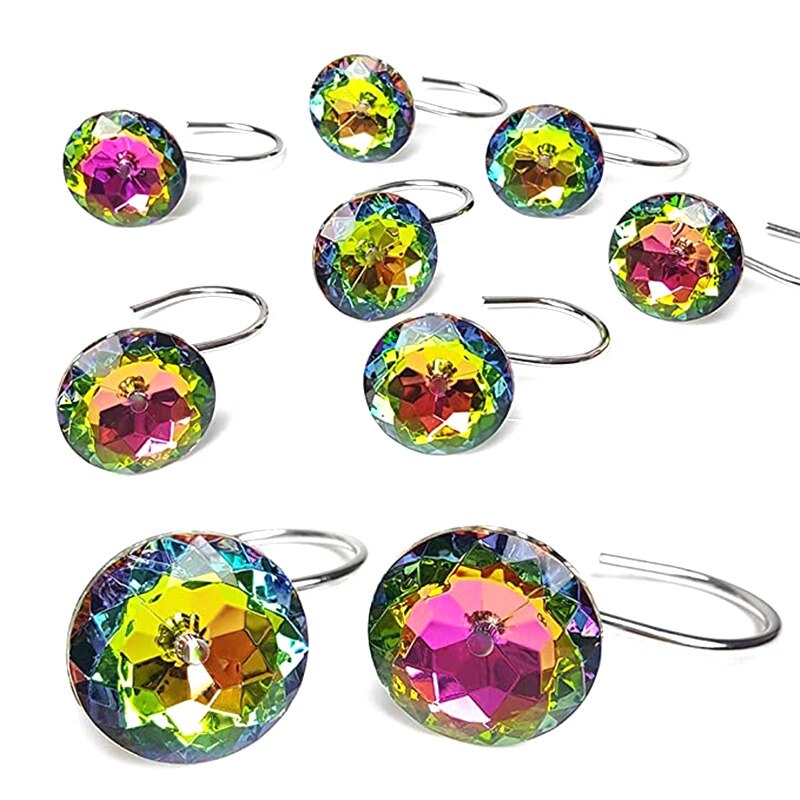 12PCS Shower Curtain Hooks Rings for Bathroom, Decorative Resin Shower Curtain Hooks Rods Curtains and Liner