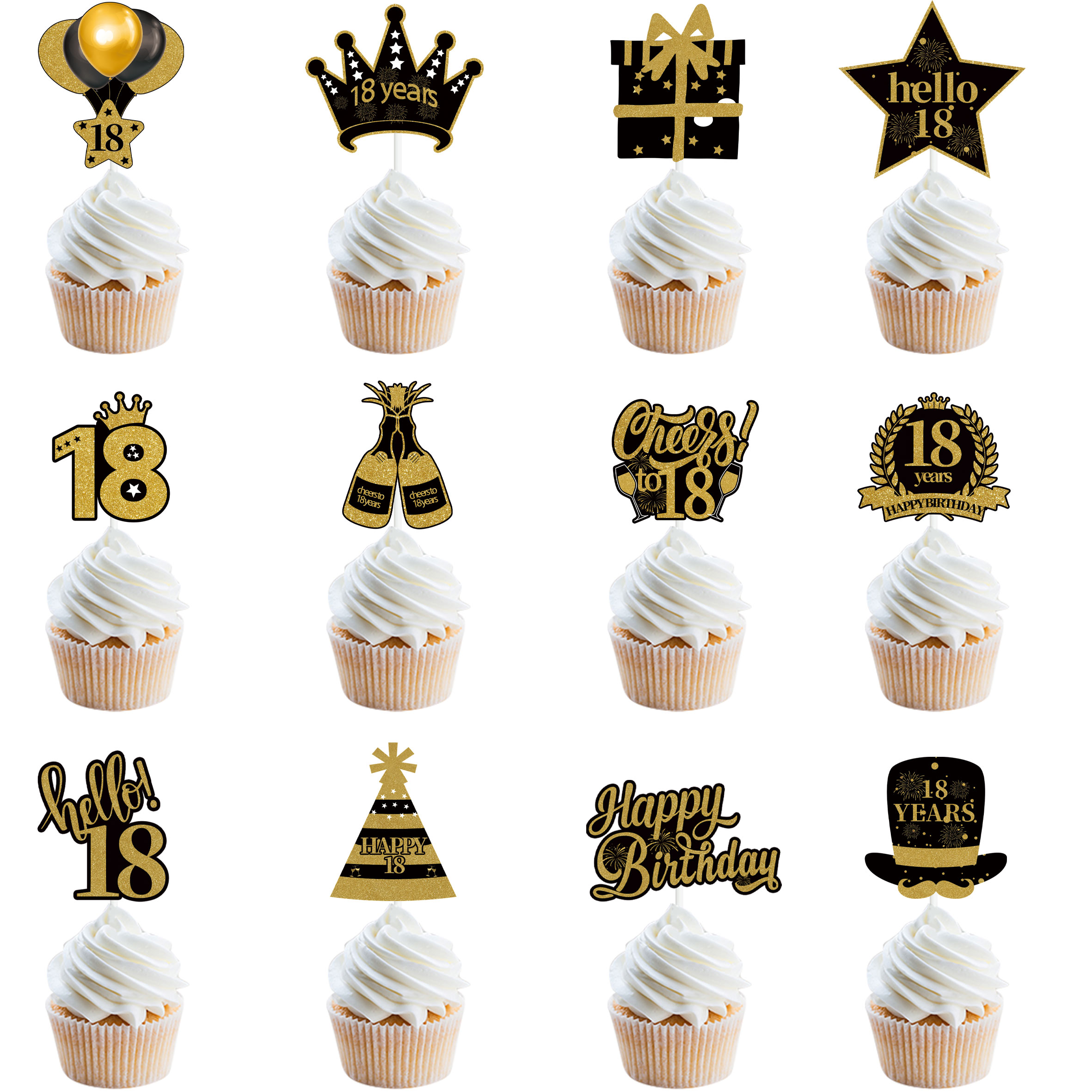30 40 50 60 Years Old Cupcake Toppers Black Gold Cake Picks Adult Birthday Anniversary 30th 40th 50th 60th Birthday Cake Decor: Deep Sapphire