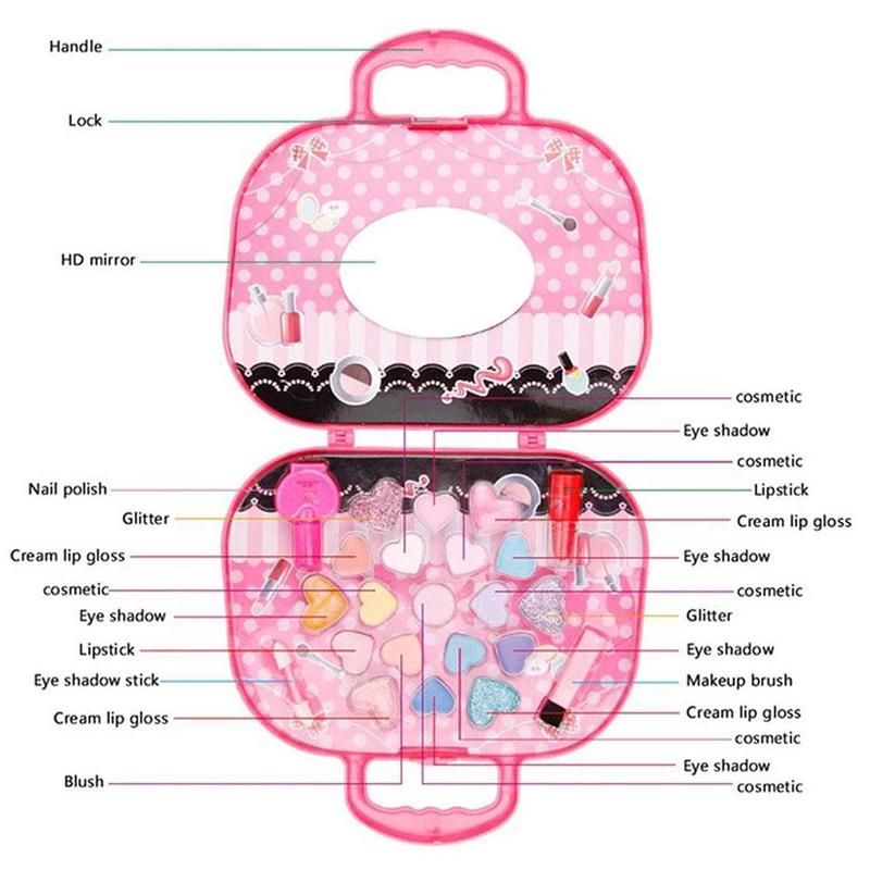 Makeup Sets Girls Makeup Toy Party Performances Dressing Vanity Beauty Cosmetic Bag Carry case Play House Girls Toy Beauty
