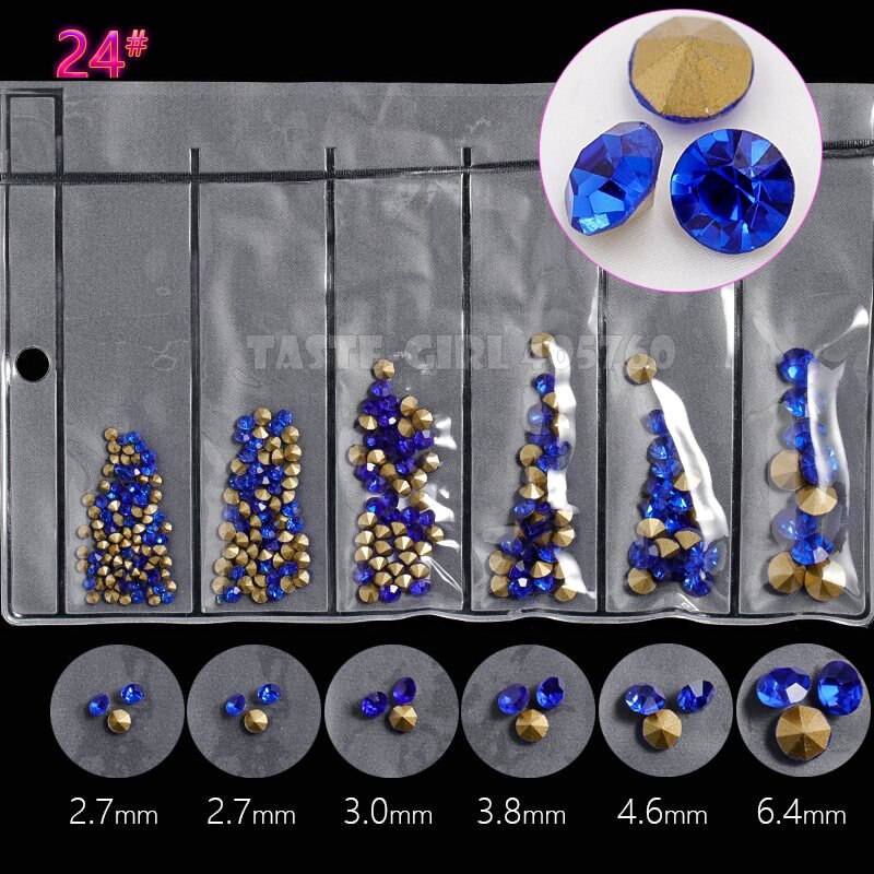 6 Gitter/Pack mischen 5 Größen Nagel funkeln V-Boden Scharf Diamant Edelsteine Arylic Nagel Kunst Strass Juwel dekorationen Manikübetreffend DIY GZ: GZZ24