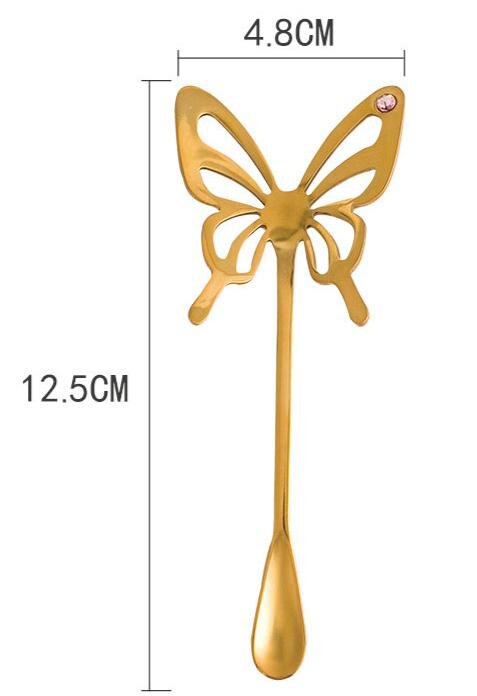 Farfalla d'oro stereo Trapano Cucchiaio Piatto Tazza di Caffè Tazza di Tè del Pomeriggio Farfalla Cucchiaio: B