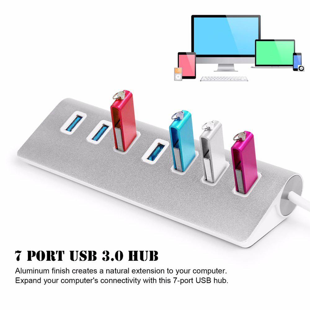 4/7 portar aluminium multi usb 3.0 usb 2.0 hub höghastighets usb splitter kortläsare 5 gbps för pc laptop mac imac macbook pro