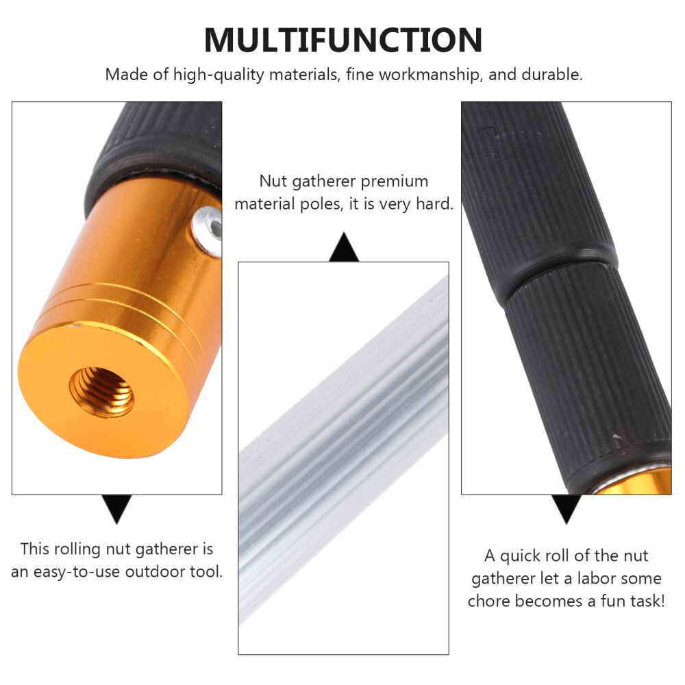 1Pc Fruit Picker with Telescopic Stick Durable Outdoor Walnut Collector Silver