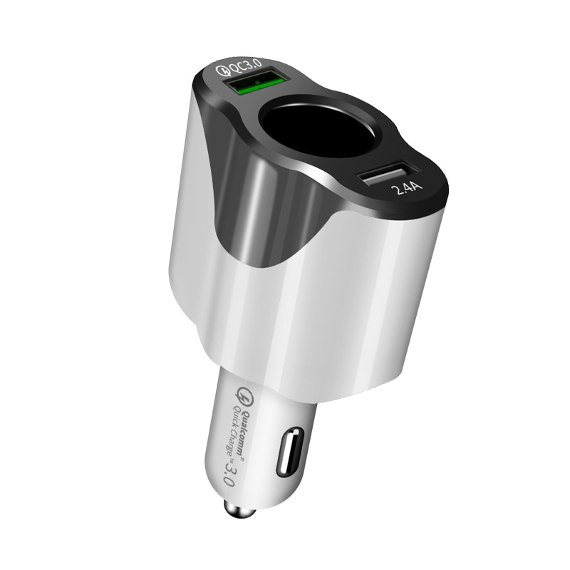 120W Usb Auto Charger Adapter Snel Opladen Voltmeter Sigarettenaansteker Splitter Voor Telefoon Tablet Gps Dvr