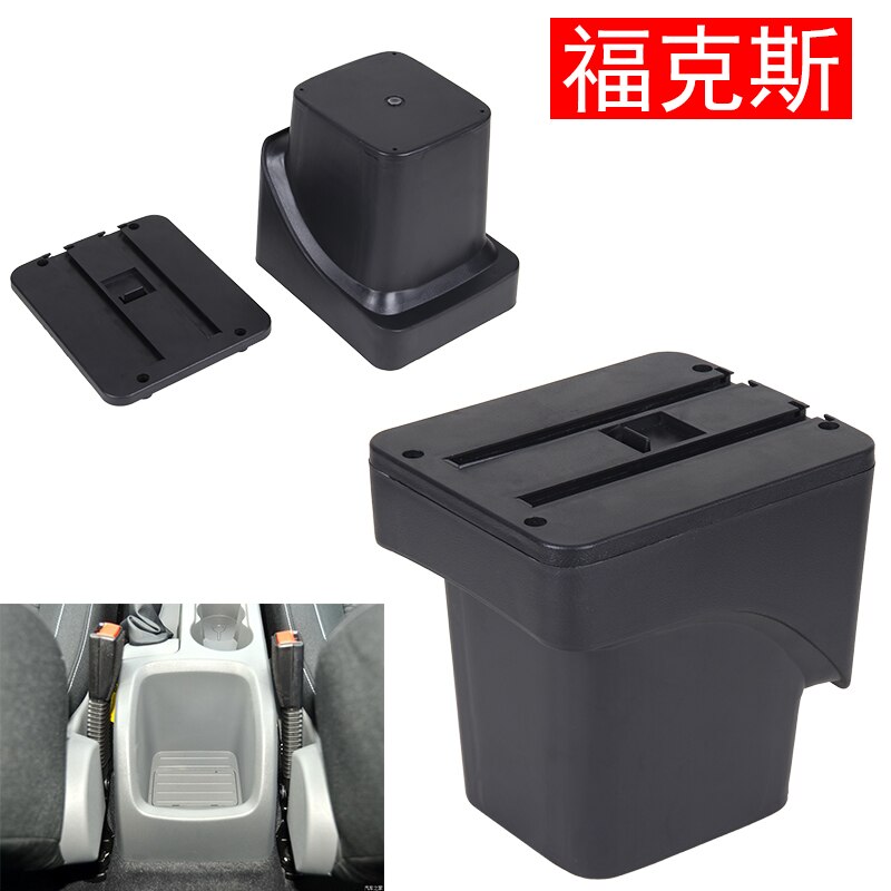 Reposabrazos grande para Ford Focus 2 MK2 , compartimento central para descanso de brazos, caja de almacenamiento, soporte de cuero, 2005, , 2006, 2007,: Black base only