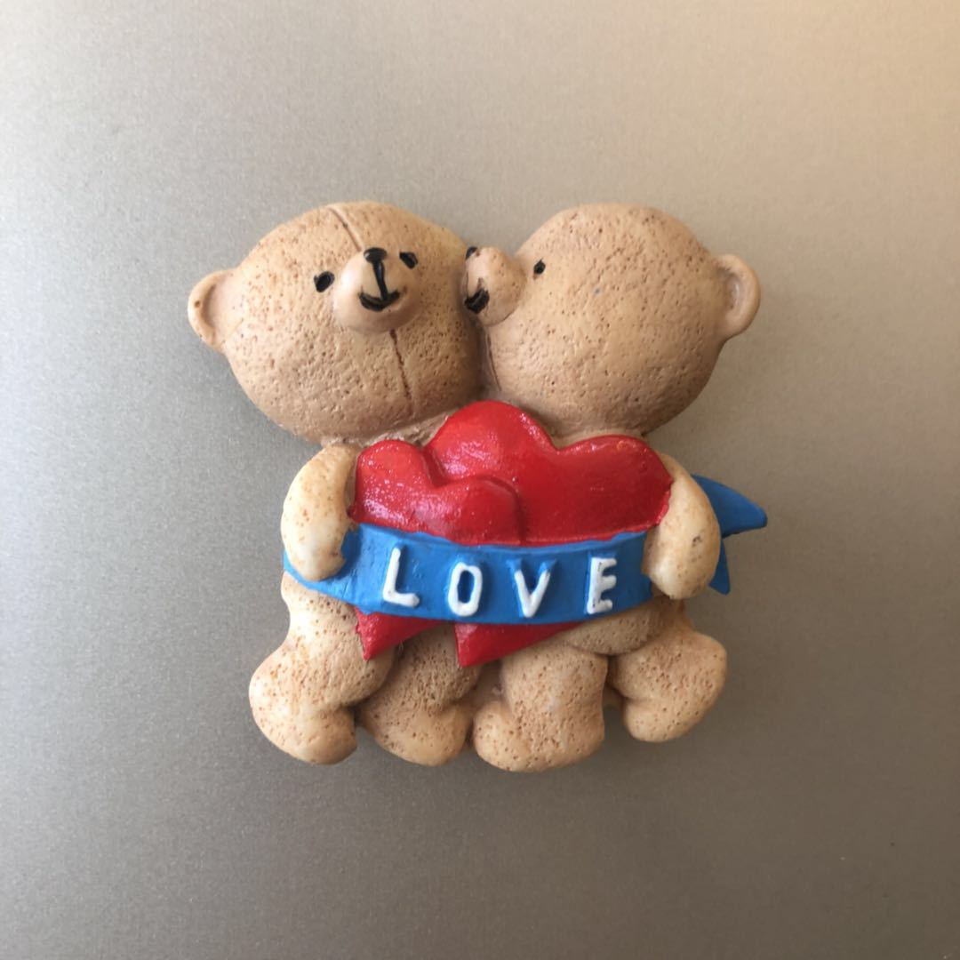 refrigerator decoration cute couple animal cartoon 3d resin refrigerator with magnet fridge magnet souvenir: bear D
