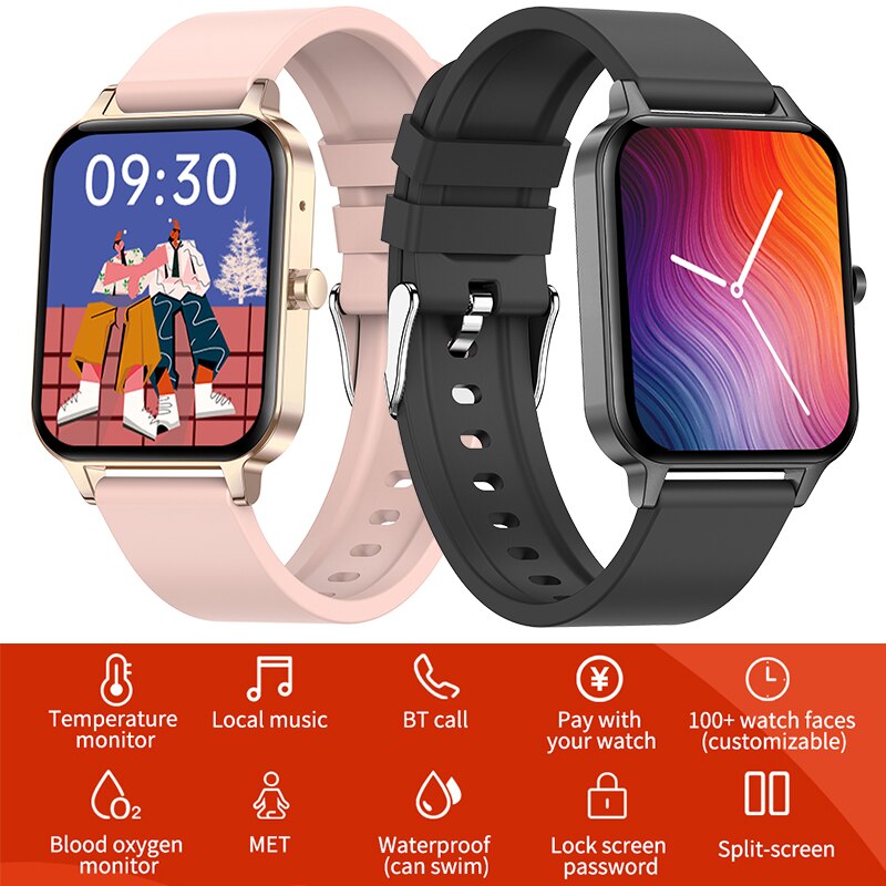 STrollAR MP3 Smart Watch Women Man Music Player Phone Call Body Temperature Connect Wireless Earphones Fitness Smartwatch Clock