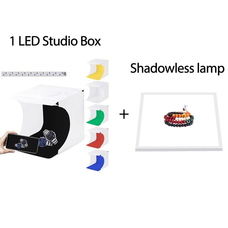 PULUZ 8.7 inch Portable LED Photo Studio Box Tabletop Shooting Light Box Tent Photography Mini Box Softbox Set Display Lightbox: 1 LED Box n Panel