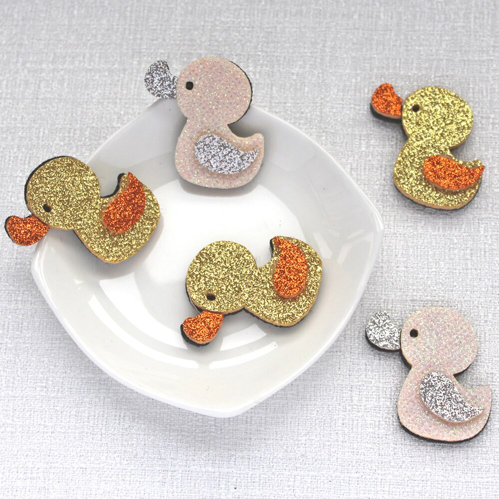 10 pçs glitter pato felts para diy bebê menina acessórios kawaii clipes de cabelo animal crianças headwear remendos