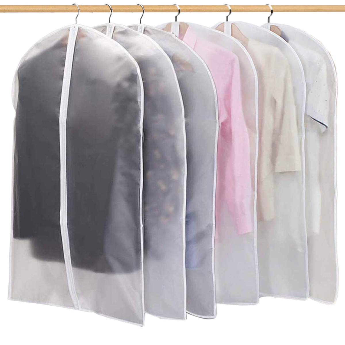 5 stuks kledinghoezen doorzichtige kledinghoes eva stofdicht waterdicht anti-mot met rits voor pak jas jurk kast kledingopslag: 60x 120cm x 5 stuks