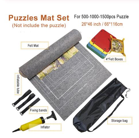 Puzzles Mat Jigsaw Roll Felt Mat Play Mat Large For Up To 3000 Pieces Puzzle Accessories Portable Travel Crawling Mat Baby Toys: 1500pcs set grey