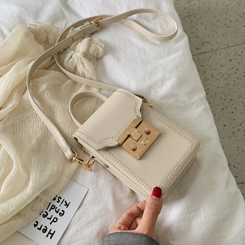 nouvelle femmes petit sac à main messager mini sac à bandoulière femmes vintage mignon sac: Creamy-white