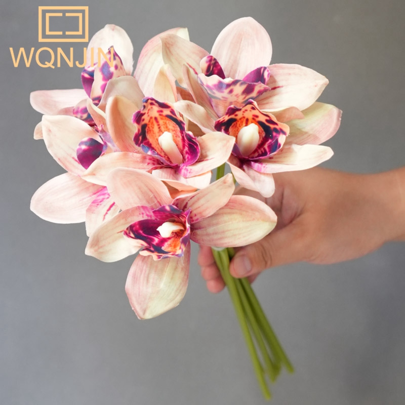 Neue 6 teile/los Herbst Schmetterling Orchidee Vasen für Wohnkultur Hochzeit dekorative Pflanzen Weihnachts künstliche Blumen: Schokolade