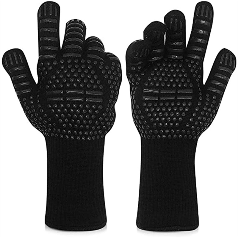 2 stks BBQ Handschoenen Hoge Temperatuur Weerstand Grill Koken Oven Mitt Brandwerende Barbecue Warmte-isolatie Magnetron Siliconen Handschoen: Default Title