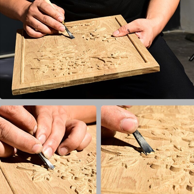 Durable 45 # Steel Deep Round Carving Chisel Engraving Tool for Root Carving Wood Carving