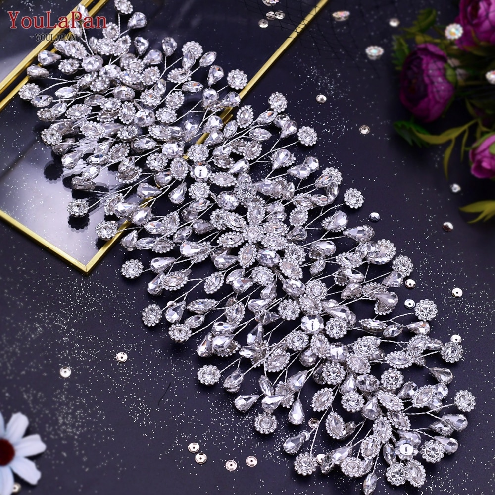 YouLaPan Rhinestone ślubny nakrycie głowy panny młodej kobieta luksusowe akcesoria do włosów opaska na ślubne nakrycia głowy ślubna tiara HP409: Brak
