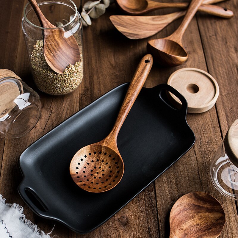 7 Uds. De cucharas de madera para cocinar juego de utensilios de cocina Cocina de madera conjunto de accesorios para cocina espátula de madera herramientas de cocina vajilla