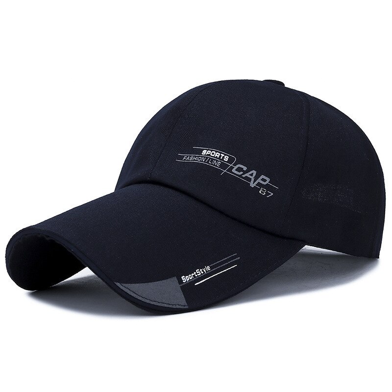 Sneldrogende Sport Baseball Cap Zonnebrandcrème Gebogen Zonnehoed Effen Kleur Mode Verstelbare Hoed Vrouwen Mannen Outdoor Straat Hip-Hop Hoed: Navy blue