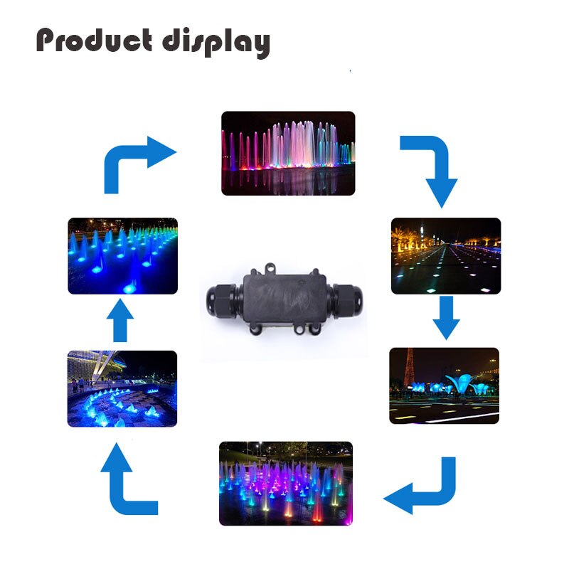 IP68 Waterproof Black Plastic Cable Wire Connector Gland Electrical 2-Cable Junction Box with Terminal