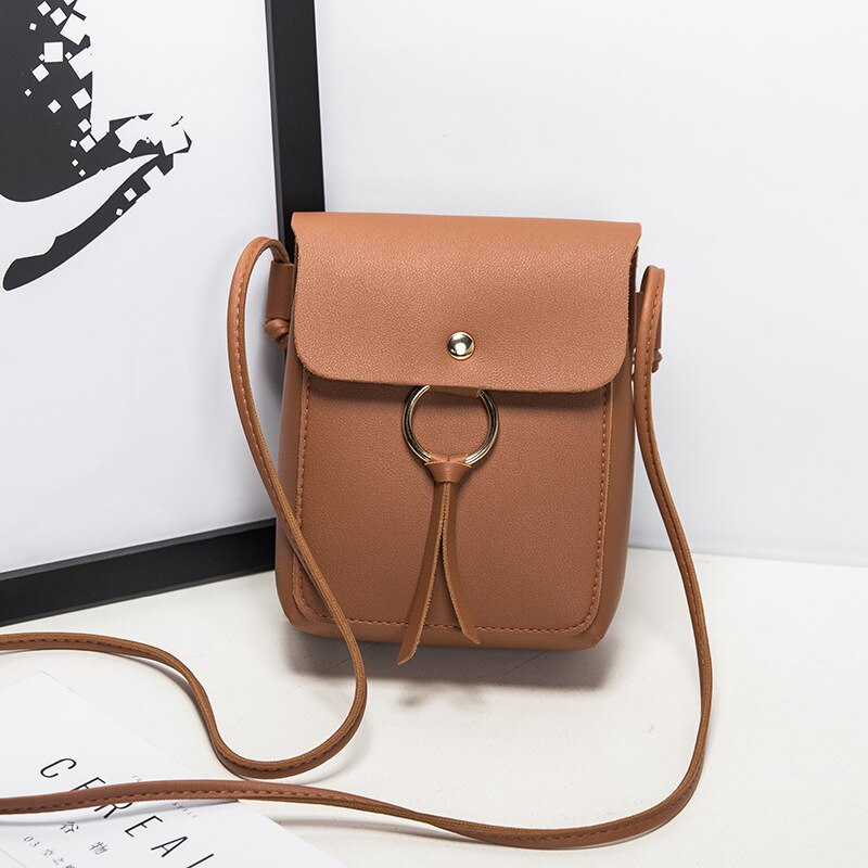 neue Frauen Messager Tasche Runde Schulter Crossbody-tasche Schnalle Dekorative lässig Platz Schlinge Tasche Telefon Tasche Koreanischen Stil: Braun