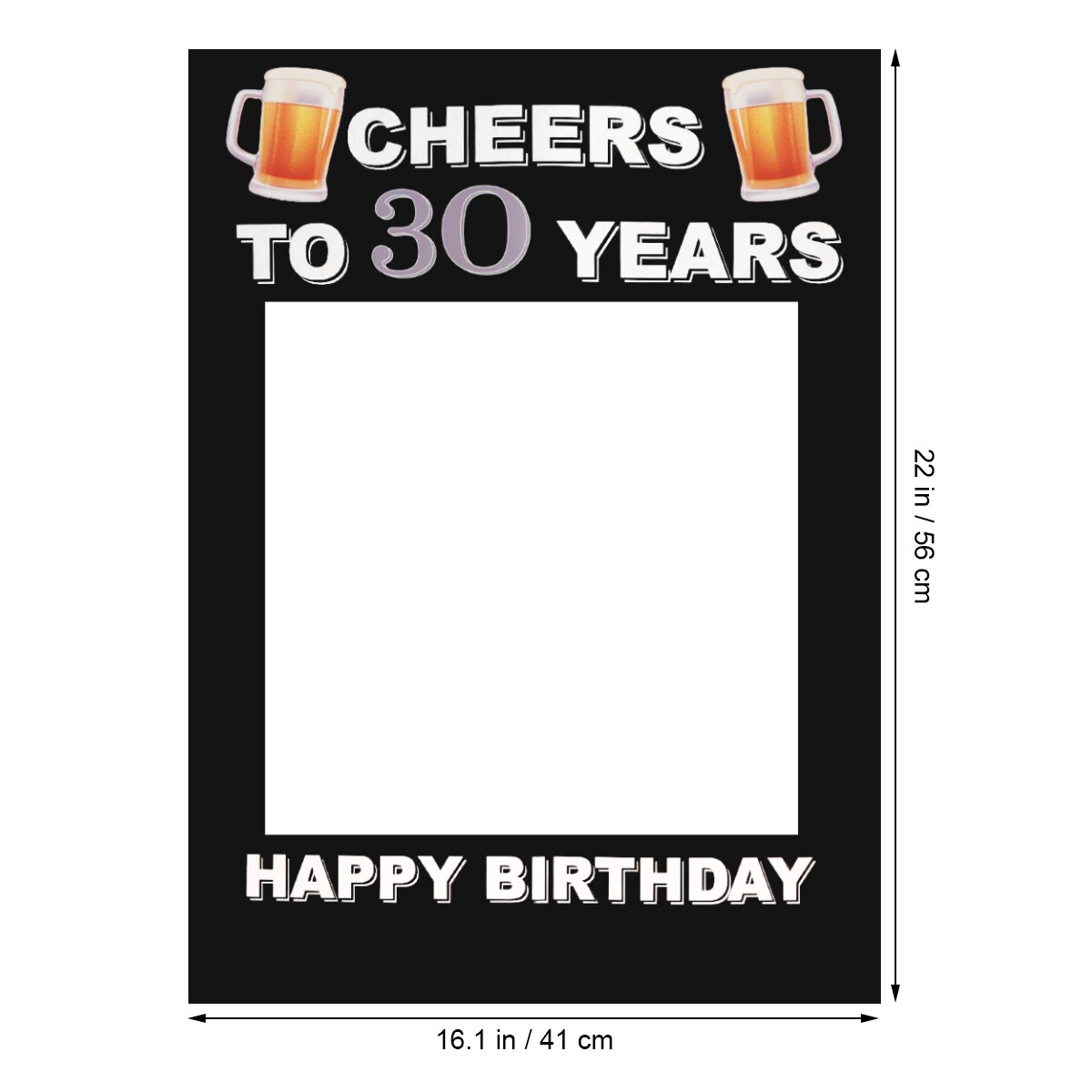 Party Prop Paper Photo Frame 30th Birthday Celebration Photo Booth Picture Frame Decorative DIY Photography Prop (Black)