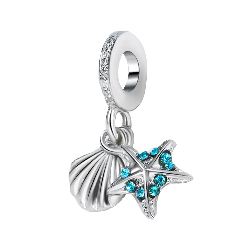 Abalorio de estrella de corazón para mujer, Pulsera Original, joyería de , azul, Océano, Tortuga, pulpo, serie,: Sandía roja